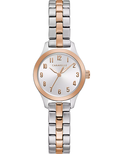 Caravelle women's sales rose gold watch