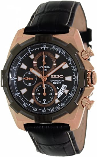 Seiko chronograph 100m leather deals